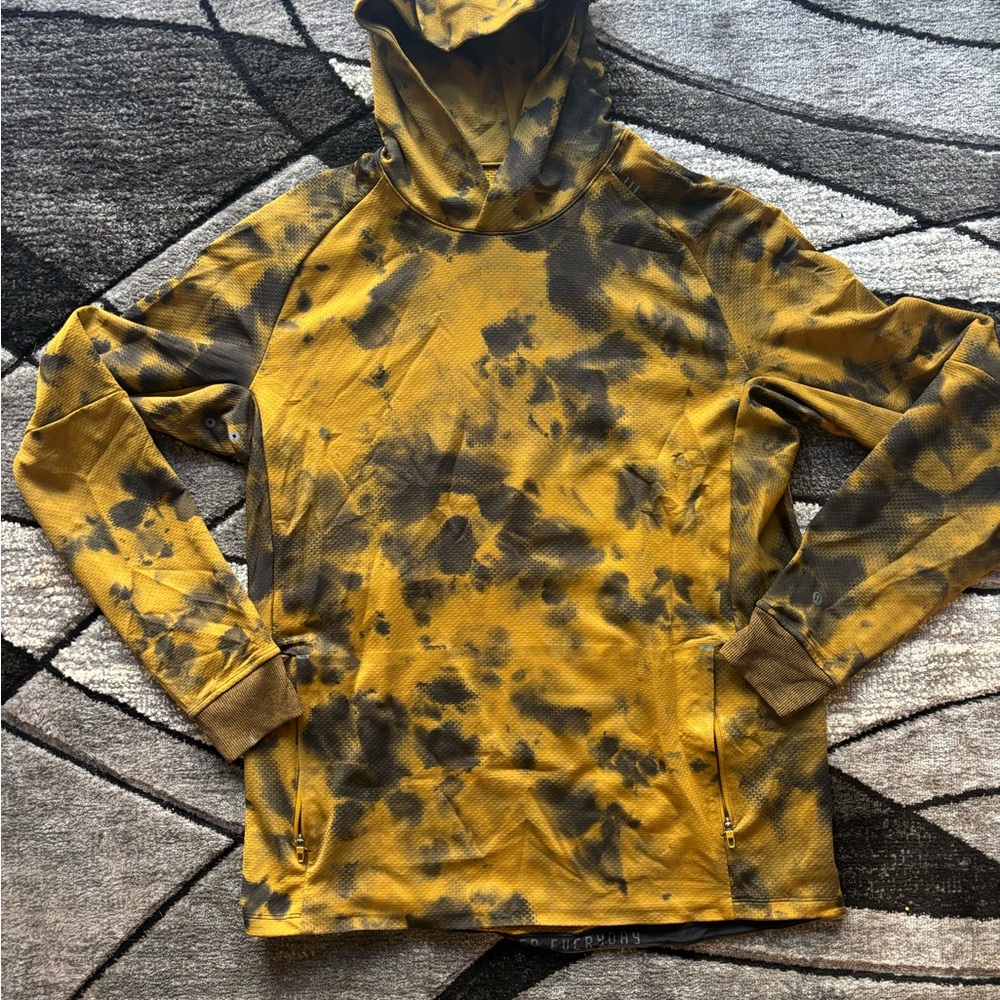 Lululemon Yellow and Black Tie-Dye Hoodie
